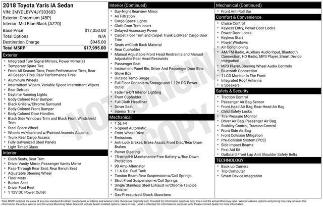 2018 Toyota Yaris iA Base Raleigh NC