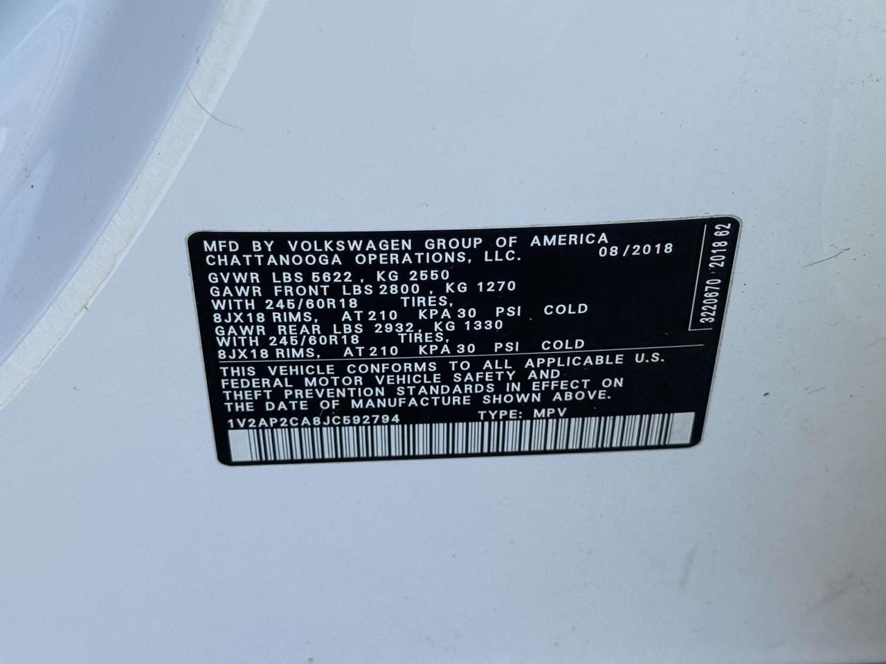 2018 Volkswagen Atlas 2.0T S Alexandria VA