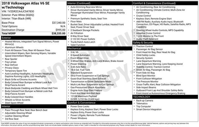 2018 Volkswagen Atlas 3.6L V6 SE Raleigh NC