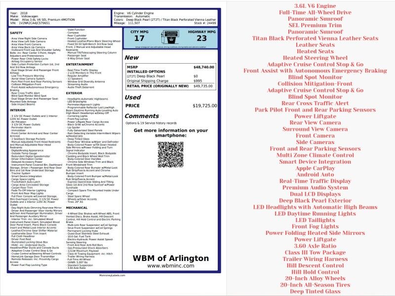 2018 Volkswagen Atlas SEL Premium 4Motion Arlington VA