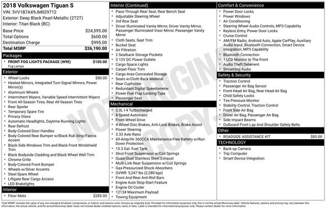 2018 Volkswagen Tiguan 2.0T S Raleigh NC
