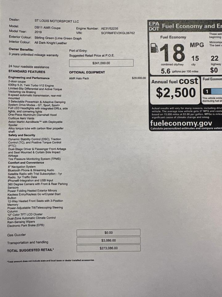 2019 Aston Martin DB11 AMR Signature San Clemente CA