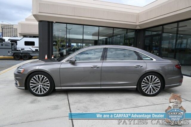 2019 Audi A8 L AWD / Luxury Pkg / Executive Pkg / Cold Weather Pkg / Driver Assist Pkg / Heated & Cooled Leather Seats / Heated Steering Wheel / Dual Sunroofs / NAV / HUD / Bang & Olufsen Speakers / 360 Cam / Low Miles Anchorage AK