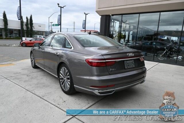 2019 Audi A8 L AWD / Luxury Pkg / Executive Pkg / Cold Weather Pkg / Driver Assist Pkg / Heated & Cooled Leather Seats / Heated Steering Wheel / Dual Sunroofs / NAV / HUD / Bang & Olufsen Speakers / 360 Cam / Low Miles Anchorage AK