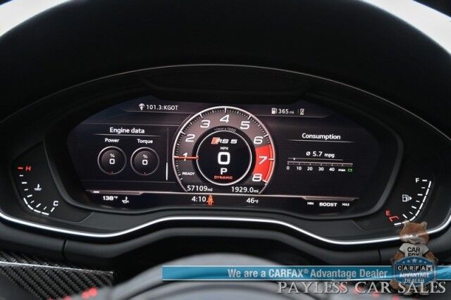 2019 Audi RS 5 Coupe / AWD / Dynamic Pkg / Black Optic Carbon Pkg / Auto Start / Power & Heated Leather Seats / Sunroof / NAV / Bang & Olufsen Speakers W/Morel Subwoofer / Blind Spot Alert / Apple CarPlay & Android Auto / 2nd Set of Wheels Anchorage AK