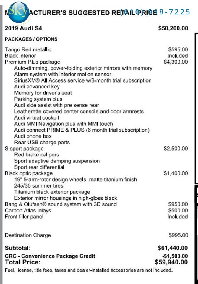 2019 Audi S4 Quattro AWD Premium Plus West Chester PA