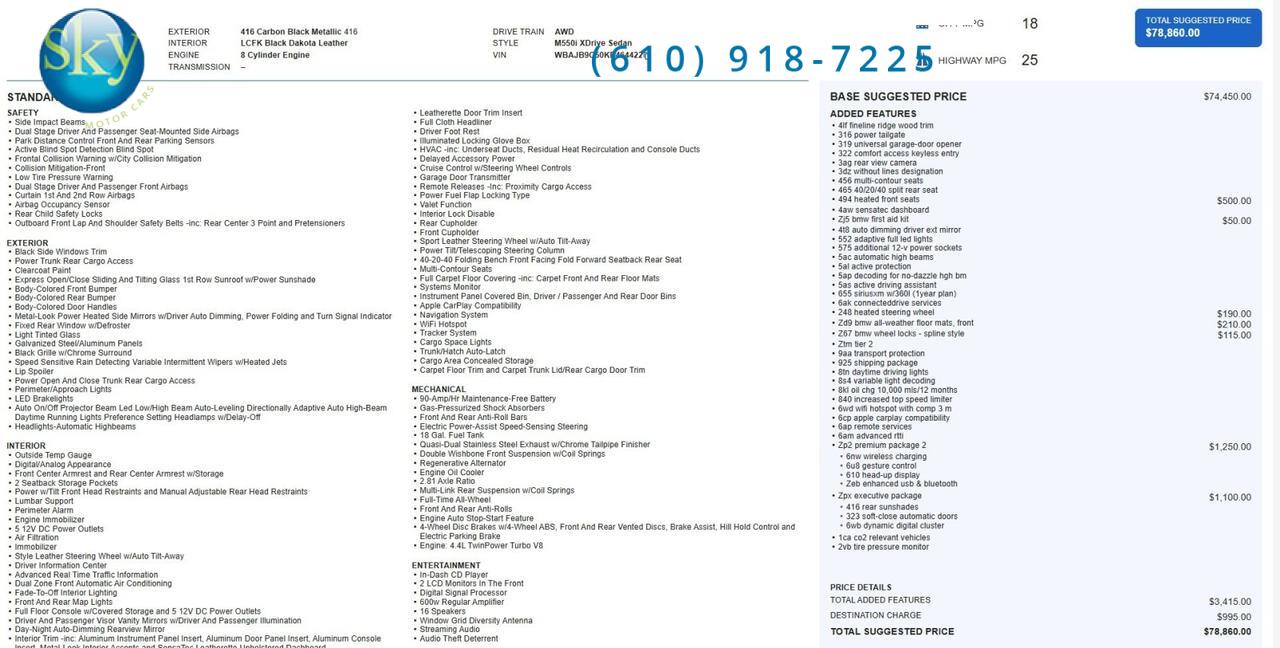 2019 BMW 5 Series Sedan AWD M550i xDrive