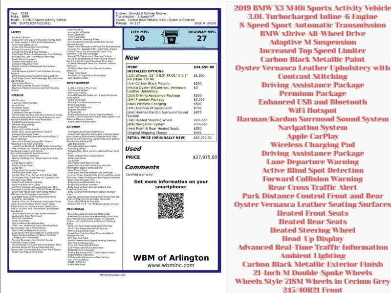 2019 BMW X3 M40i Sports Activity Vehicle