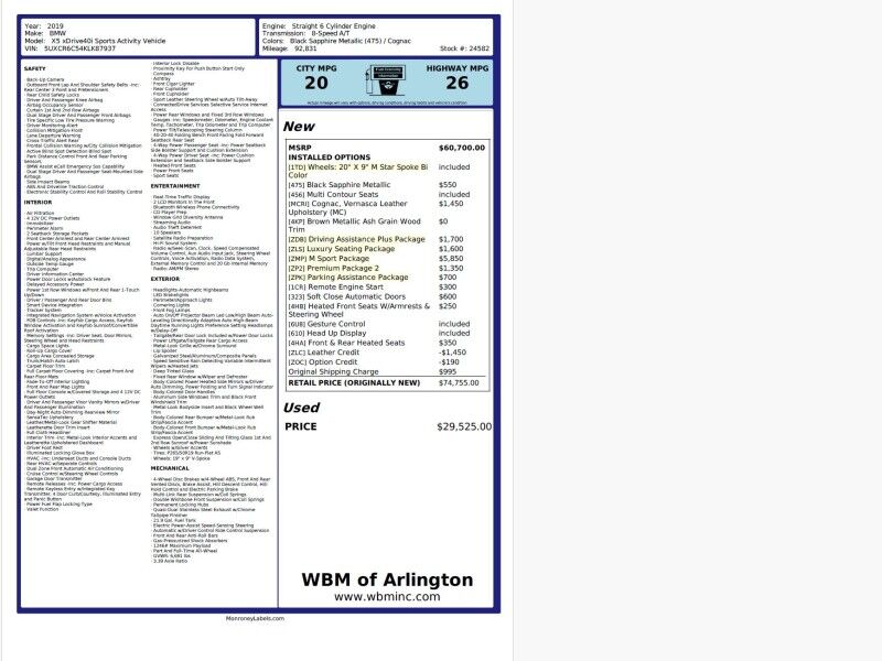 2019 BMW X5 xDrive40i Sports Activity Vehicle AWD w/ M Sport Package