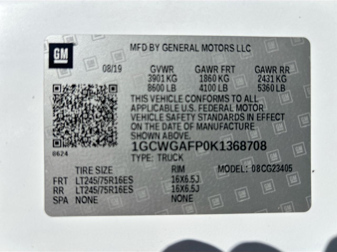 2019 Chevrolet Express Cargo Van RWD 2500 Venice FL