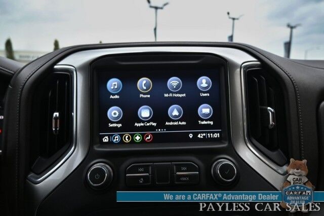 2019 Chevrolet Silverado 1500 LTZ / 4X4 / AutoStart / 5.3L V8 / Power & Heated Leather Seats / Heated Steering Wheel / Apple CarPlay & Android Auto / Keyless Entry & Start / Block Heater / Tow Package / Matching Leer Canopy Anchorage AK