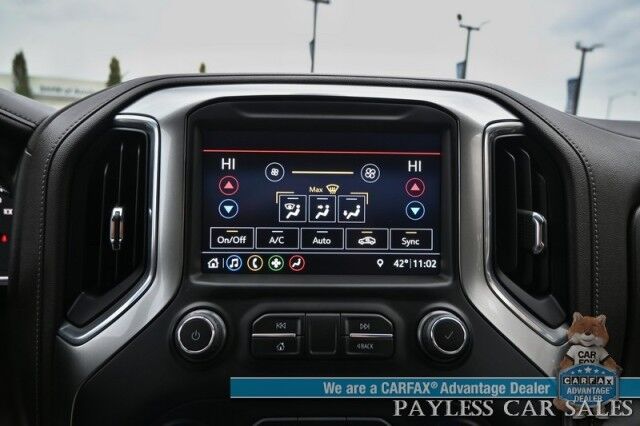 2019 Chevrolet Silverado 1500 LTZ / 4X4 / AutoStart / 5.3L V8 / Power & Heated Leather Seats / Heated Steering Wheel / Apple CarPlay & Android Auto / Keyless Entry & Start / Block Heater / Tow Package / Matching Leer Canopy Anchorage AK