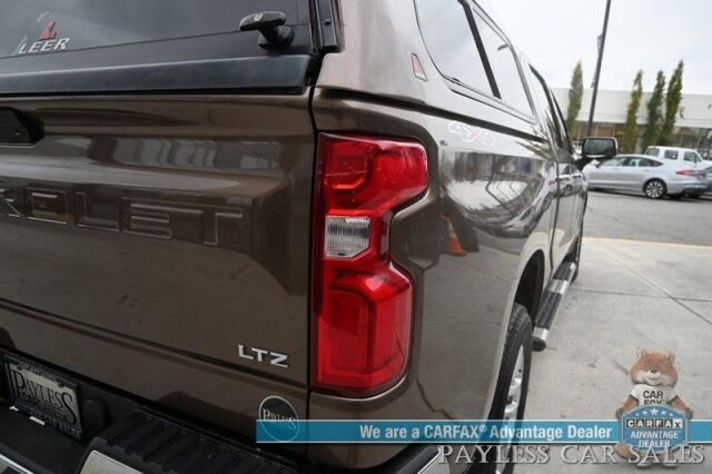2019 Chevrolet Silverado 1500 LTZ / 4X4 / AutoStart / 5.3L V8 / Power & Heated Leather Seats / Heated Steering Wheel / Apple CarPlay & Android Auto / Keyless Entry & Start / Block Heater / Tow Package / Matching Leer Canopy Anchorage AK