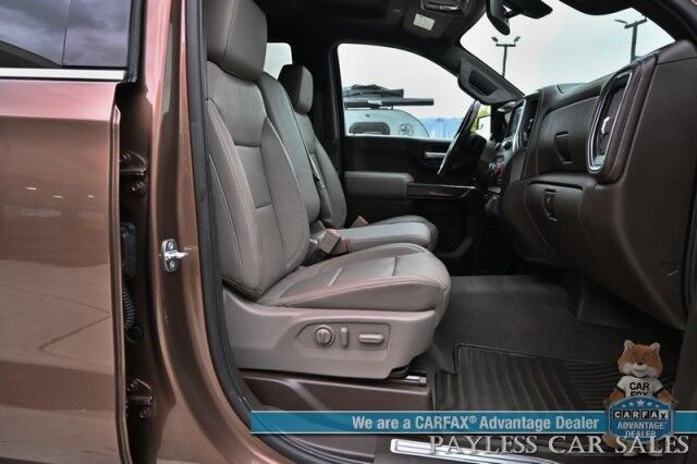 2019 Chevrolet Silverado 1500 LTZ / 4X4 / AutoStart / 5.3L V8 / Power & Heated Leather Seats / Heated Steering Wheel / Apple CarPlay & Android Auto / Keyless Entry & Start / Block Heater / Tow Package / Matching Leer Canopy Anchorage AK