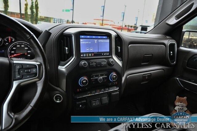 2019 Chevrolet Silverado 1500 LTZ / 4X4 / AutoStart / 5.3L V8 / Power & Heated Leather Seats / Heated Steering Wheel / Apple CarPlay & Android Auto / Keyless Entry & Start / Block Heater / Tow Package / Matching Leer Canopy Anchorage AK