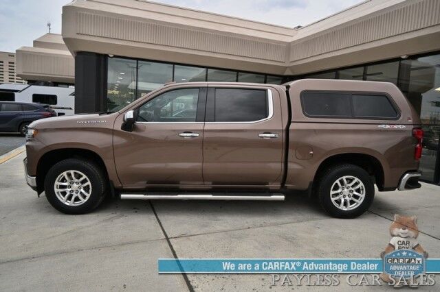 2019 Chevrolet Silverado 1500 LTZ / 4X4 / AutoStart / 5.3L V8 / Power & Heated Leather Seats / Heated Steering Wheel / Apple CarPlay & Android Auto / Keyless Entry & Start / Block Heater / Tow Package / Matching Leer Canopy Anchorage AK