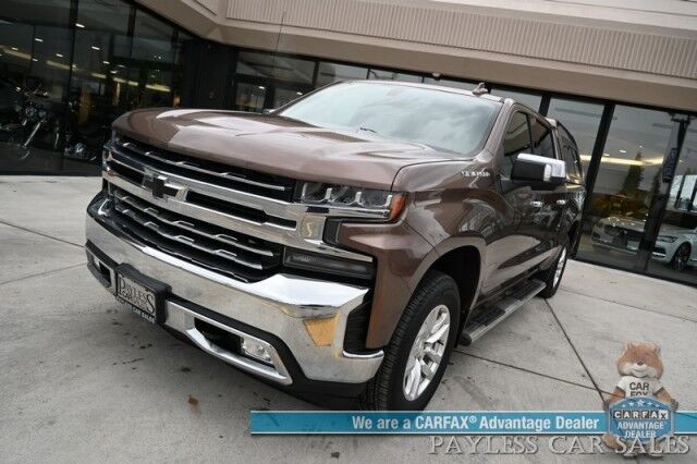 2019 Chevrolet Silverado 1500 LTZ / 4X4 / AutoStart / 5.3L V8 / Power & Heated Leather Seats / Heated Steering Wheel / Apple CarPlay & Android Auto / Keyless Entry & Start / Block Heater / Tow Package / Matching Leer Canopy Anchorage AK