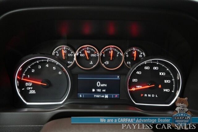 2019 Chevrolet Silverado 1500 LTZ / 4X4 / Crew Cab / AutoStart / 5.3L V8 / Power & Heated Leather Seats / Heated Steering Wheel / Apple CarPlay & Android Auto / Keyless Entry & Start / Block Heater / Tow Package / Matching Leer Canopy Anchorage AK