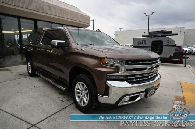 2019 Chevrolet Silverado 1500 LTZ / 4X4 / Crew Cab / AutoStart / 5.3L V8 / Power & Heated Leather Seats / Heated Steering Wheel / Apple CarPlay & Android Auto / Keyless Entry & Start / Block Heater / Tow Package / Matching Leer Canopy Anchorage AK