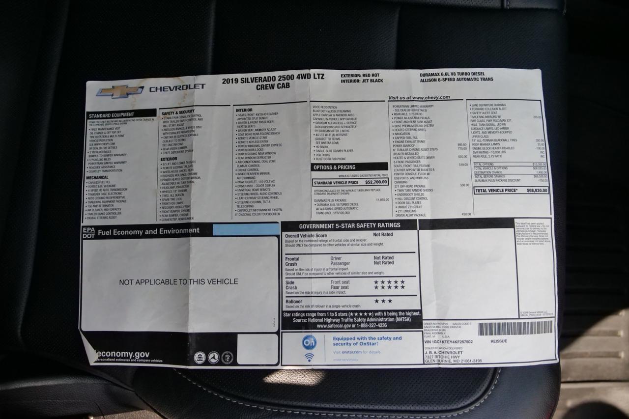2019 Chevrolet Silverado 2500HD LTZ 4X4 / Plus Package / Z71 / LOW MILES! Lincolnton NC