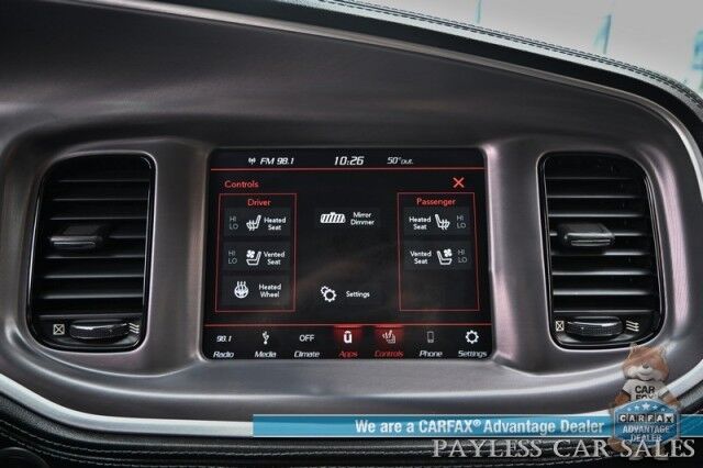2019 Dodge Charger SXT Plus / AWD / Blacktop Appearance Pkg / Auto Start / Heated & Ventilated Leather Seats / Heated Steering / Sunroof / Alpine Speakers / Blind Spot Alert / Apple CarPlay & Android Auto / Block Heater / 1-Owner Anchorage AK