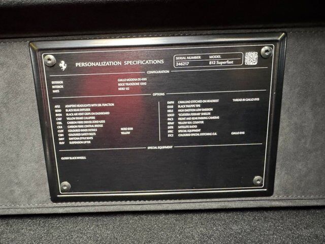 2019 Ferrari 812 Superfast Giallo Modena paint, Beige Tradizione interior, front lifter, Daytona seats, carbon galore AND MORE! Fort Lauderdale FL