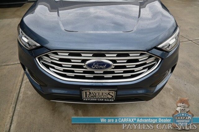 2019 Ford Edge SEL / AWD / Cold Weather & Convenience Pkg / Auto Start / Heated Leather Seats & Steering / Lane Depart & Blind Spot / Apple CarPlay & Android Auto / Back Up Camera / Keyless Entry & Start / Tow Pkg / 1-Owner Anchorage AK