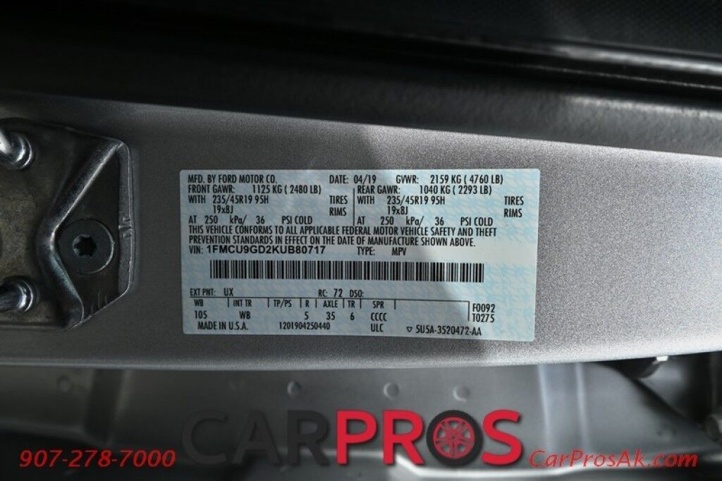 2019 Ford Escape SE - 1.5L - 4X4 - Remote Start - Sport Appearance Pkg - Heated Front Seats - Keyless Entry - Power Windows & Door Locks - Fog Lights - Backup Camera - Push To Start Anchorage AK