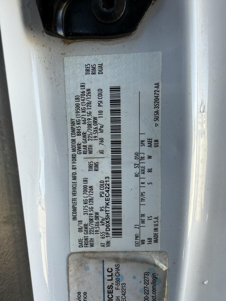 2019 Ford F-550 4x4 Diesel Auto Crane HC7X Utility XL Collinsville OK