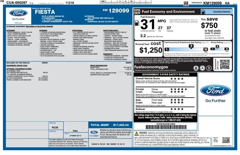 2019 Ford Fiesta SE Webster MA