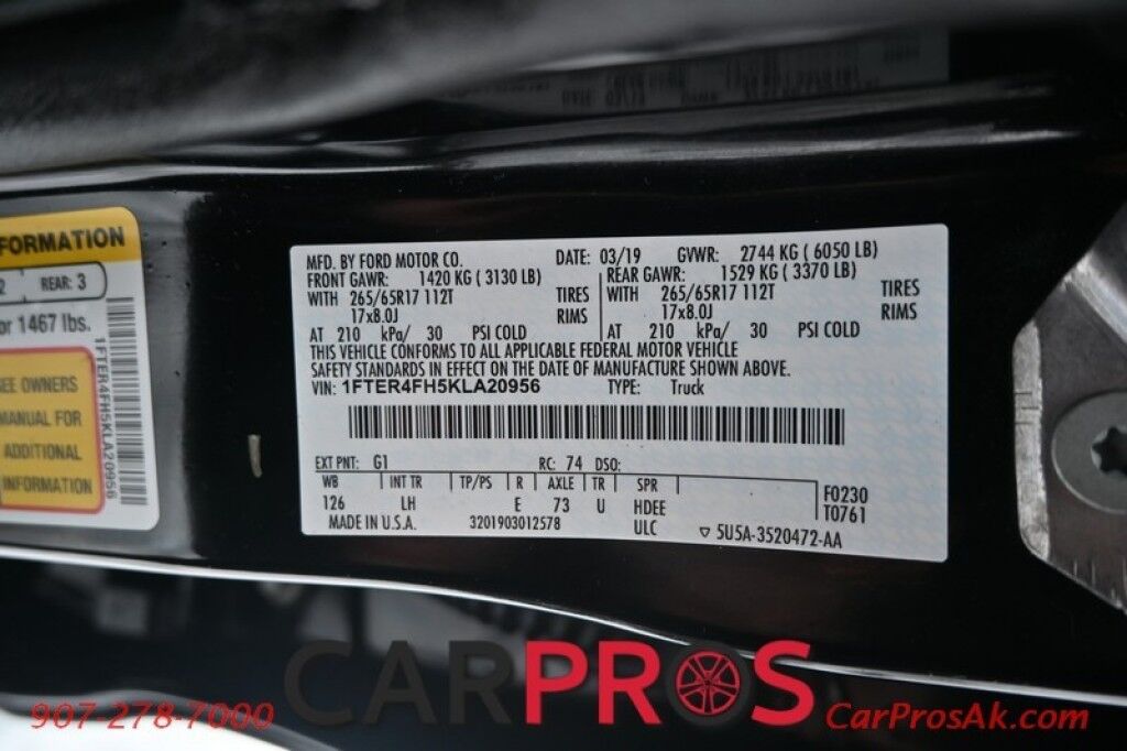 2019 Ford Ranger XLT - FX4 Off Road Pkg - 4X4 - Crew Cab - Blind Spot Alert - Back Up Camera - Bluetooth - Block Heater - Electronic Locking Diff - Bedliner Anchorage AK