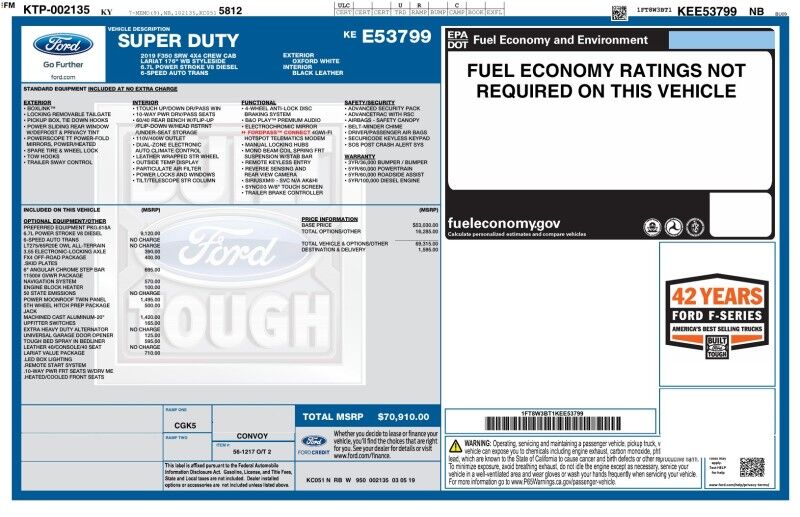 2019 Ford Super Duty F-350 LARIAT COMING SOON Long Bed 6.7L Diesel GPS Camera Sunroof Arlington TX