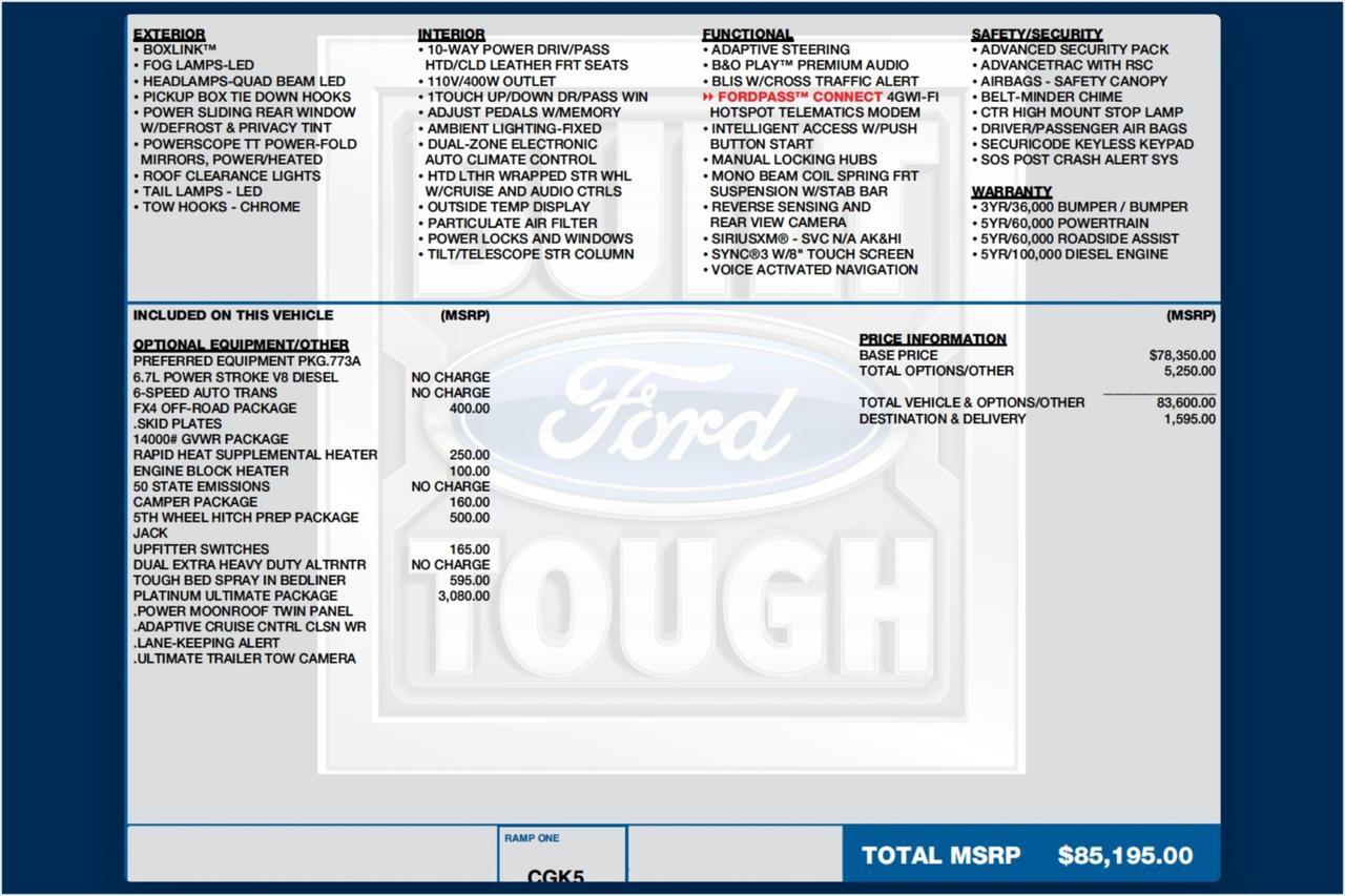2019 Ford Super Duty F-450 Platinum 4X4 / DRW / Ultimate Package / 6.7L V8 Diesel Lincolnton NC