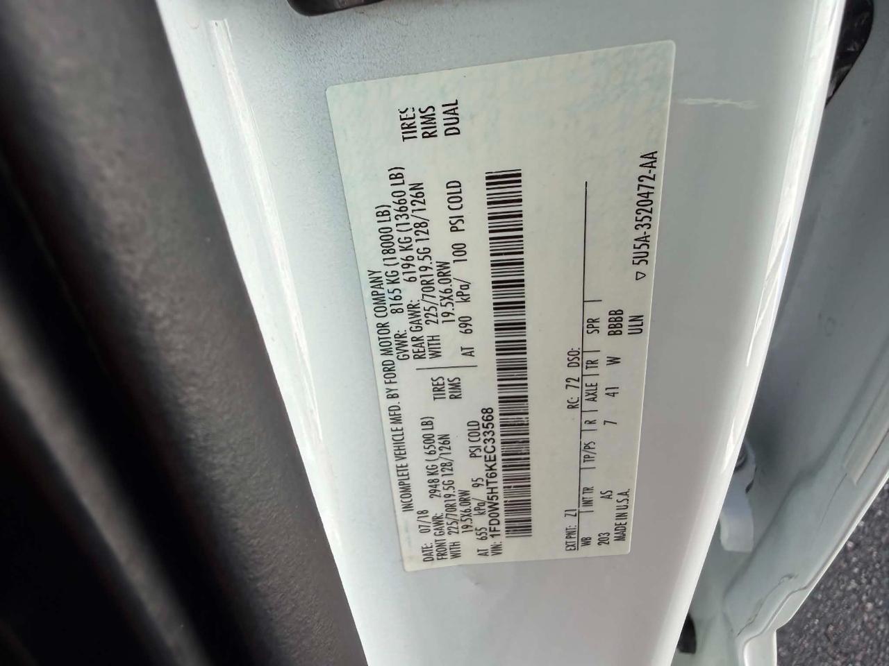 2019 Ford Super Duty F-550 DRW XL 4WD Crew Cab 203" WB 84" CA Jacksonville FL