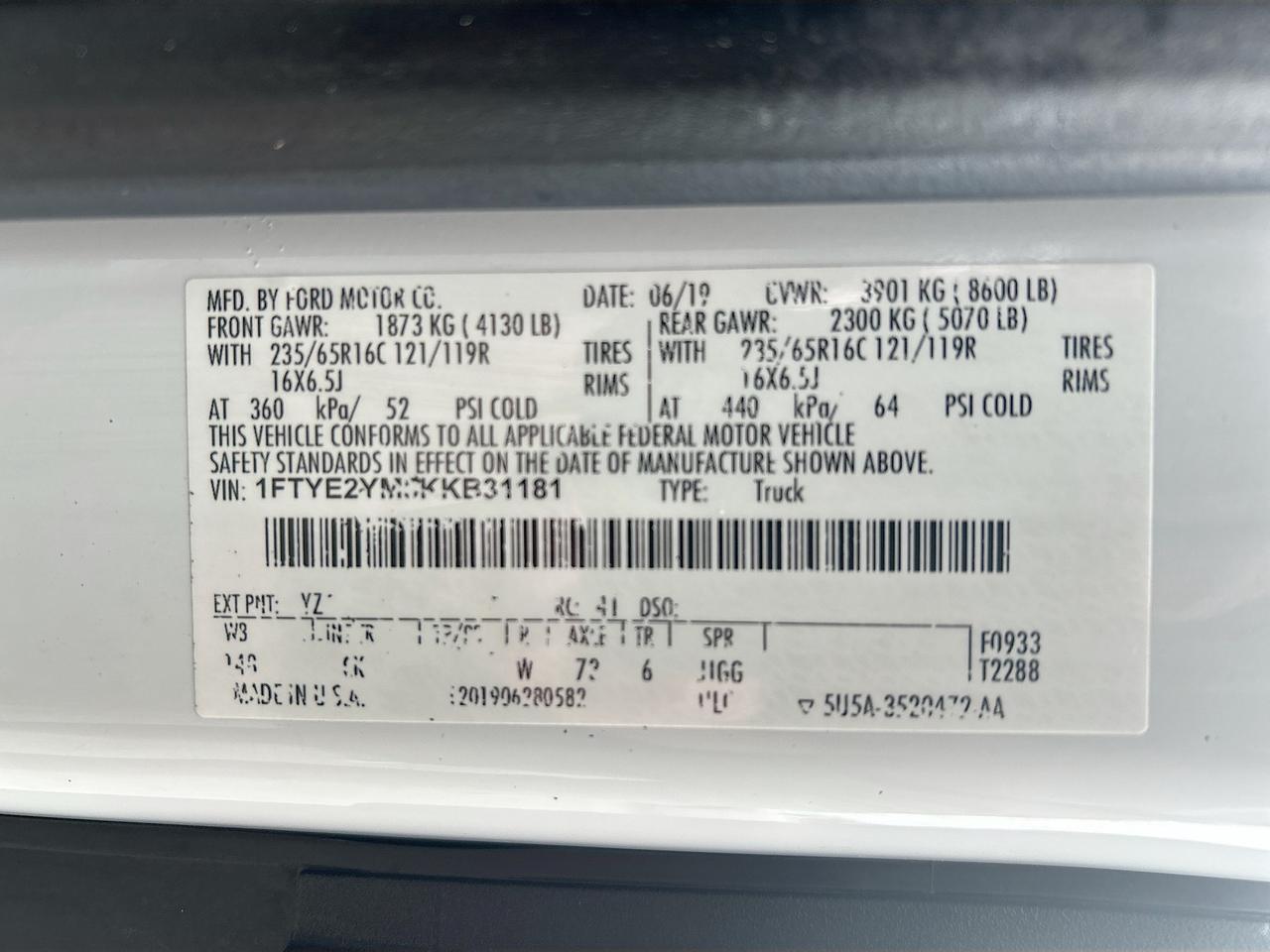 2019 Ford Transit Van T-150 Low Rf 8600 GVWR Sliding RH Dr Venice FL