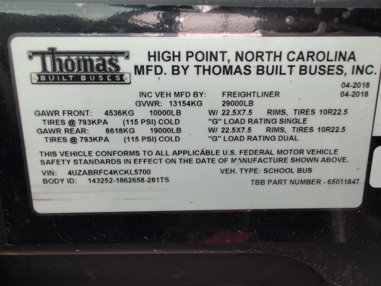 2019 Freightliner Thomas C2 Johnstown NY