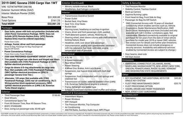 2019 GMC Savana 2500 Work Van Raleigh NC