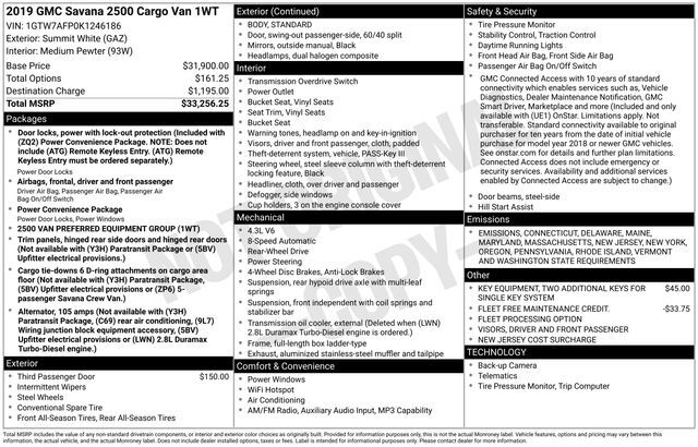 2019 GMC Savana 2500 Work Van Raleigh NC