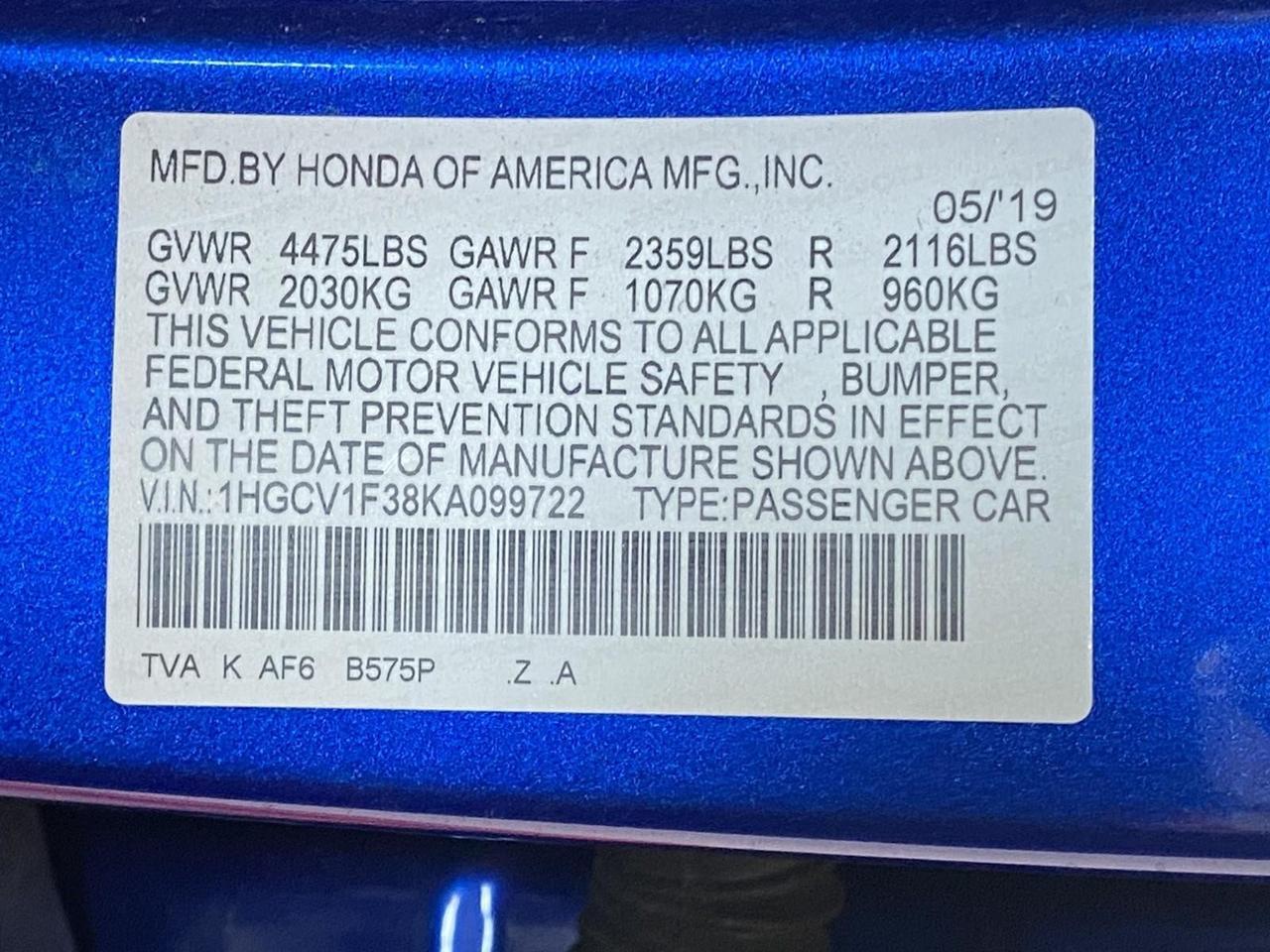 2019 Honda Accord Sedan Sport 1.5T Richmond Hill NY