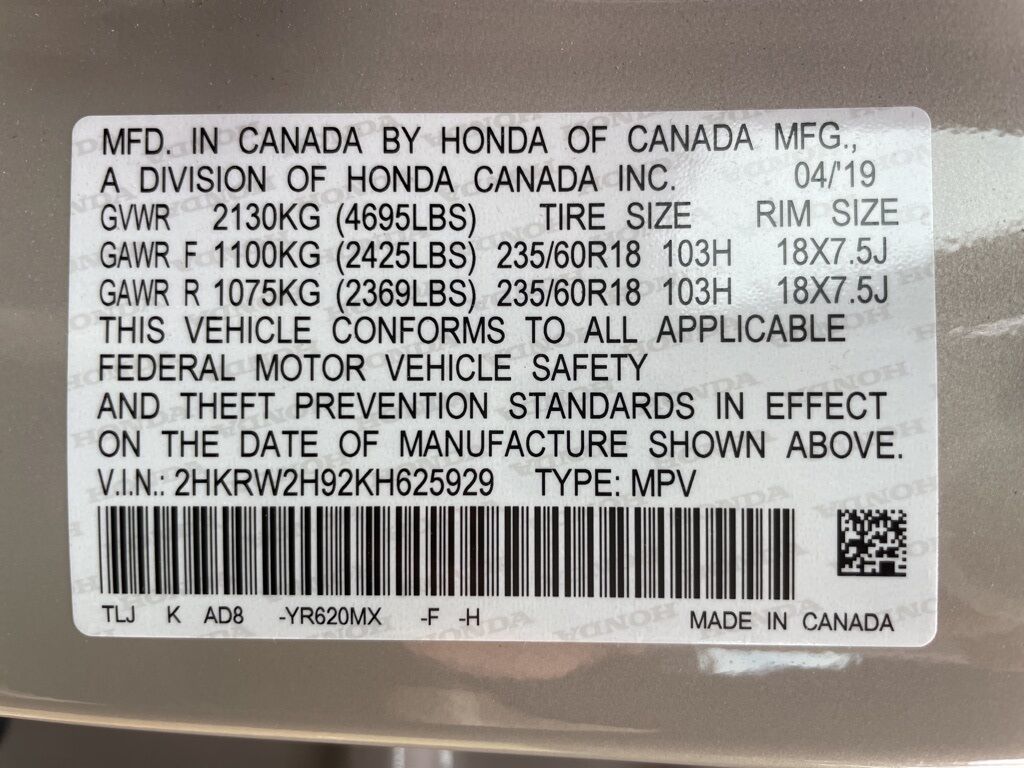 2019 Honda CR-V Touring AWD Minocqua WI