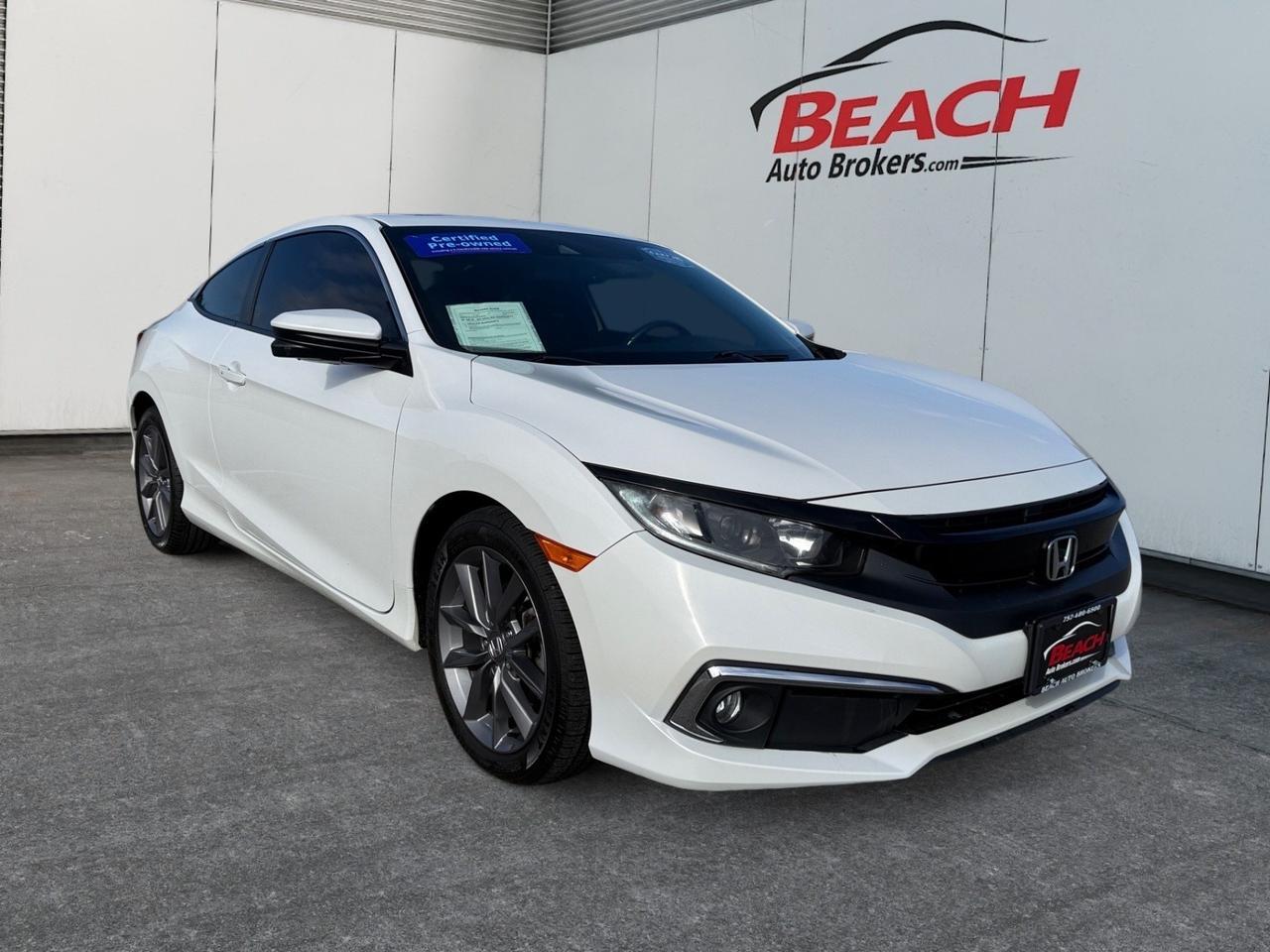 2019 Honda Civic Coupe EX, HEATED SEATS, SUNROOF, BACKUP CAMERA, REMOTE KEYLESS ENTRY, LIGHT TINTED GLASS, BLUETOOTH, AUTOMATIC HEADLIGHTS, PUSH BUTTON START, CLEAN CARFAX!