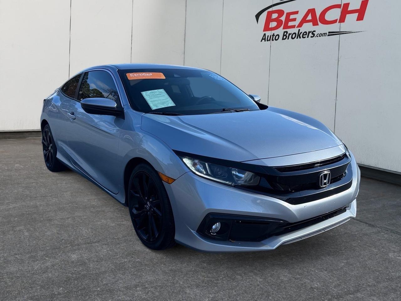 2019 Honda Civic Coupe Sport, APPLE CARPLAY/ANDROID AUTO, REMOTE KEYLESS ENTRY, ADAPTIVE CRUISE CONTROL, TINTED GLASS, POWER MIRRORS W/ MANUAL FOLDING, LOW MILES, ONLY 1 OWNER, THIS IS A GREAT CAR FOR A GREAT PRICE!
