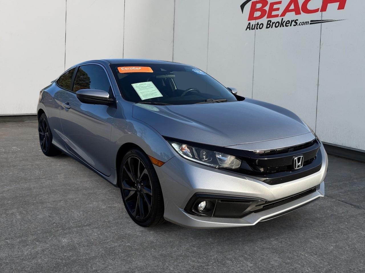 2019 Honda Civic Coupe Sport, APPLE CARPLAY/ANDROID AUTO, REMOTE KEYLESS ENTRY, ADAPTIVE CRUISE CONTROL, TINTED GLASS, POWER MIRRORS W/ MANUAL FOLDING, LOW MILES, ONLY 1 OWNER, THIS IS A GREAT CAR FOR A GREAT PRICE!