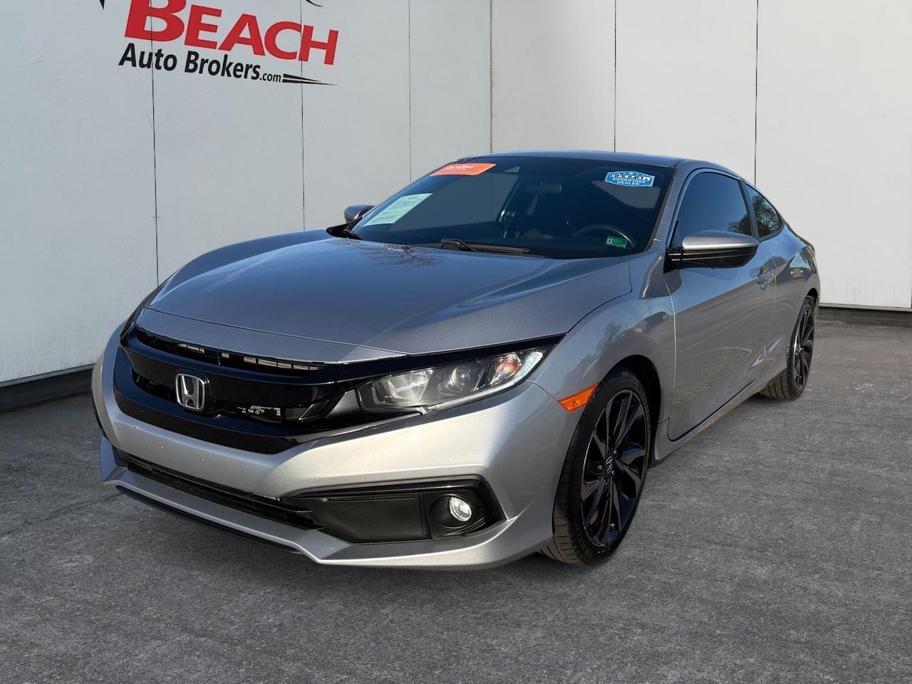 2019 Honda Civic Coupe Sport, APPLE CARPLAY/ANDROID AUTO, REMOTE KEYLESS ENTRY, ADAPTIVE CRUISE CONTROL, TINTED GLASS, POWER MIRRORS W/ MANUAL FOLDING, LOW MILES, ONLY 1 OWNER, THIS IS A GREAT CAR FOR A GREAT PRICE!