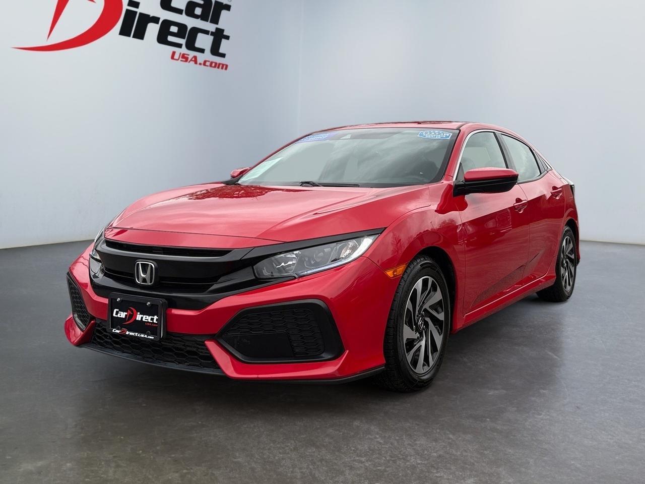 2019 Honda Civic Hatchback LX, LANE KEEP ASSIST, ECON MODE, FORWARD COLLISION ALERT, BACKUP CAMERA, BLUETOOTH, LOW MILES, CLEAN CARFAX, HOT RED RIDE!