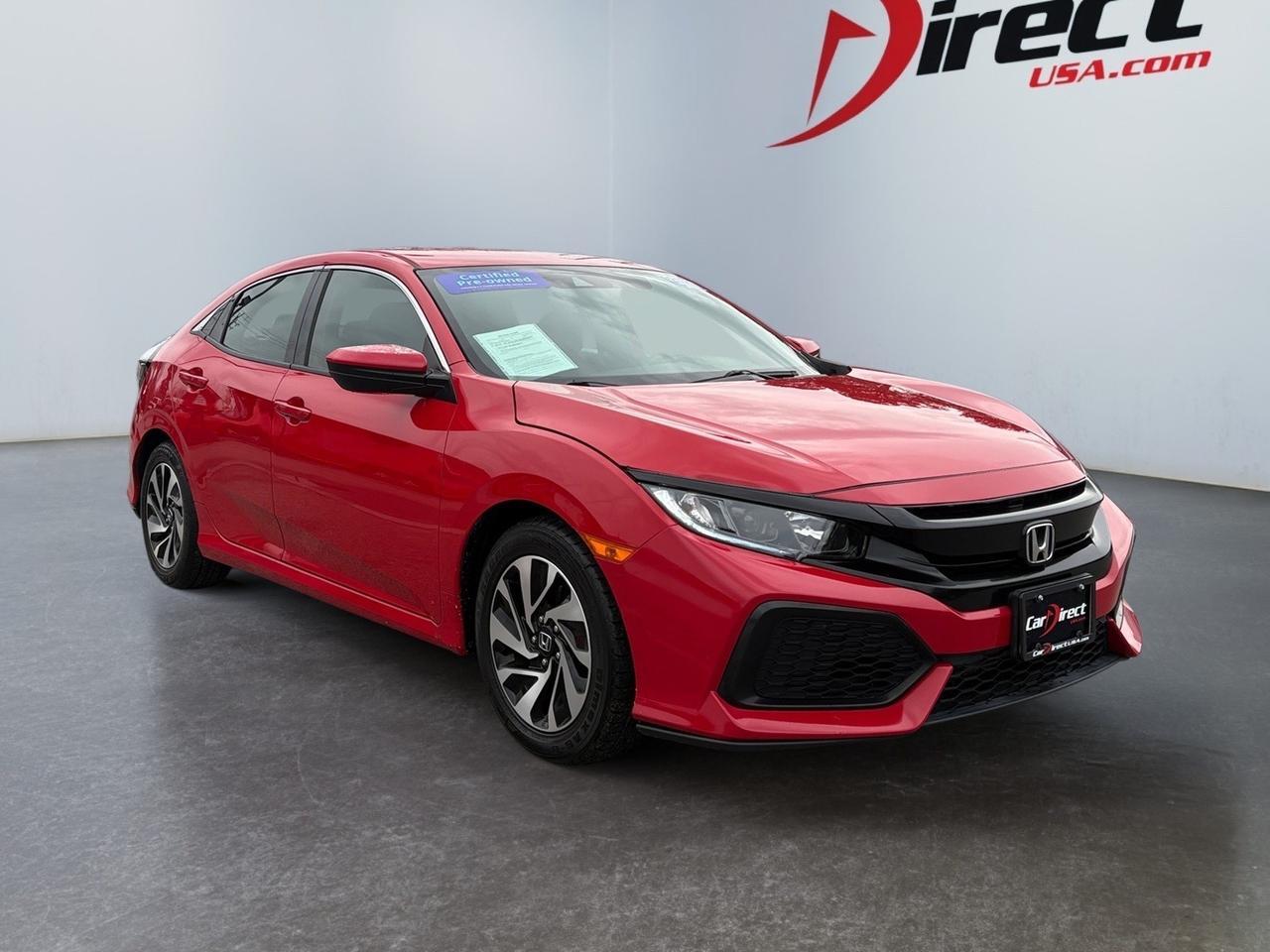 2019 Honda Civic Hatchback LX, LANE KEEP ASSIST, ECON MODE, FORWARD COLLISION ALERT, BACKUP CAMERA, BLUETOOTH, LOW MILES, CLEAN CARFAX, HOT RED RIDE! Virginia Beach VA