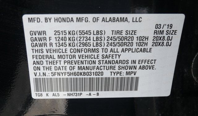 2019 Honda Pilot Touring 7-Passenger San Juan TX