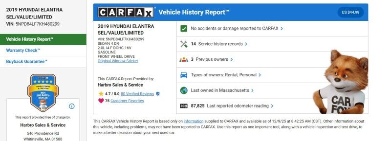 2019 Hyundai Elantra SEL - LOCAL TRADE IN - WELL MAINTAINED Webster MA