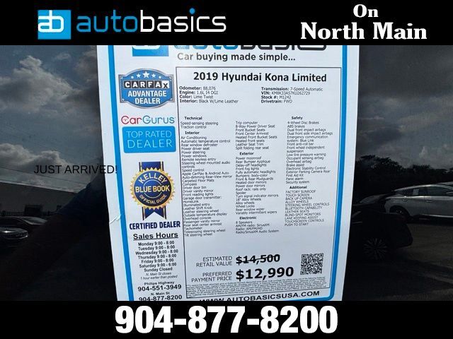 2019 Hyundai Kona Limited Jacksonville FL