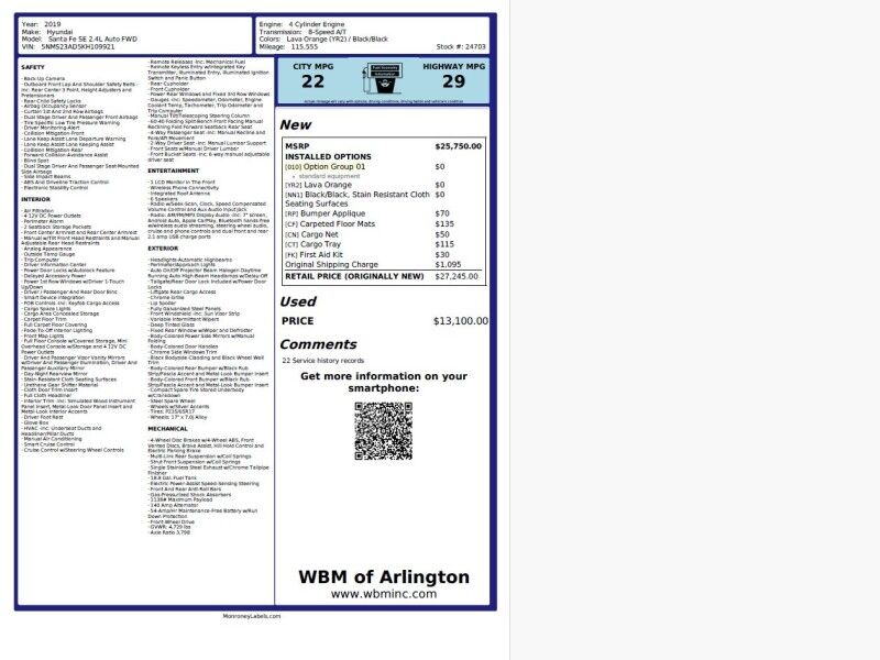 2019 Hyundai Santa Fe 2.4L SE Arlington VA